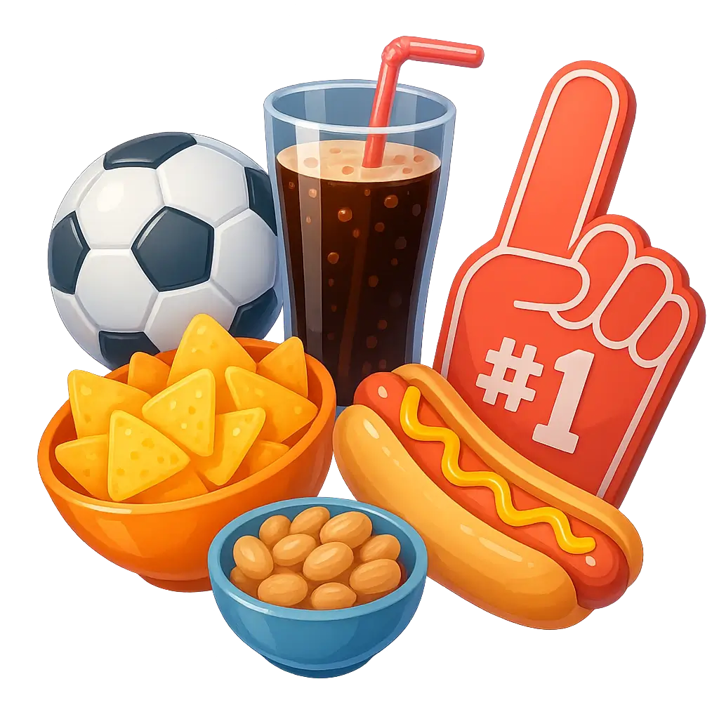 Snacks, football and drinks